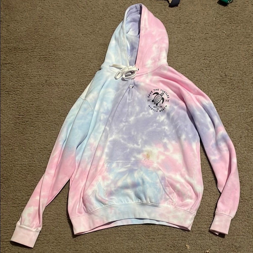 Pink and Blue Tie-Dye Hoodie